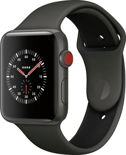 Geek Squad Certified Refurbished Apple Watch Edition (GPS + Cellular) 42mm with Gray/Black Sport Band - Gray Ceramic