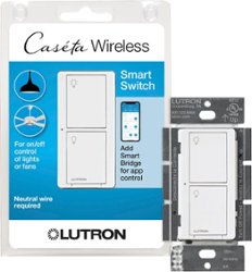 Lutron - Caseta Wireless Smart Lighting Switch for All Bulb Types or Fans, 6A - White - Front_Zoom