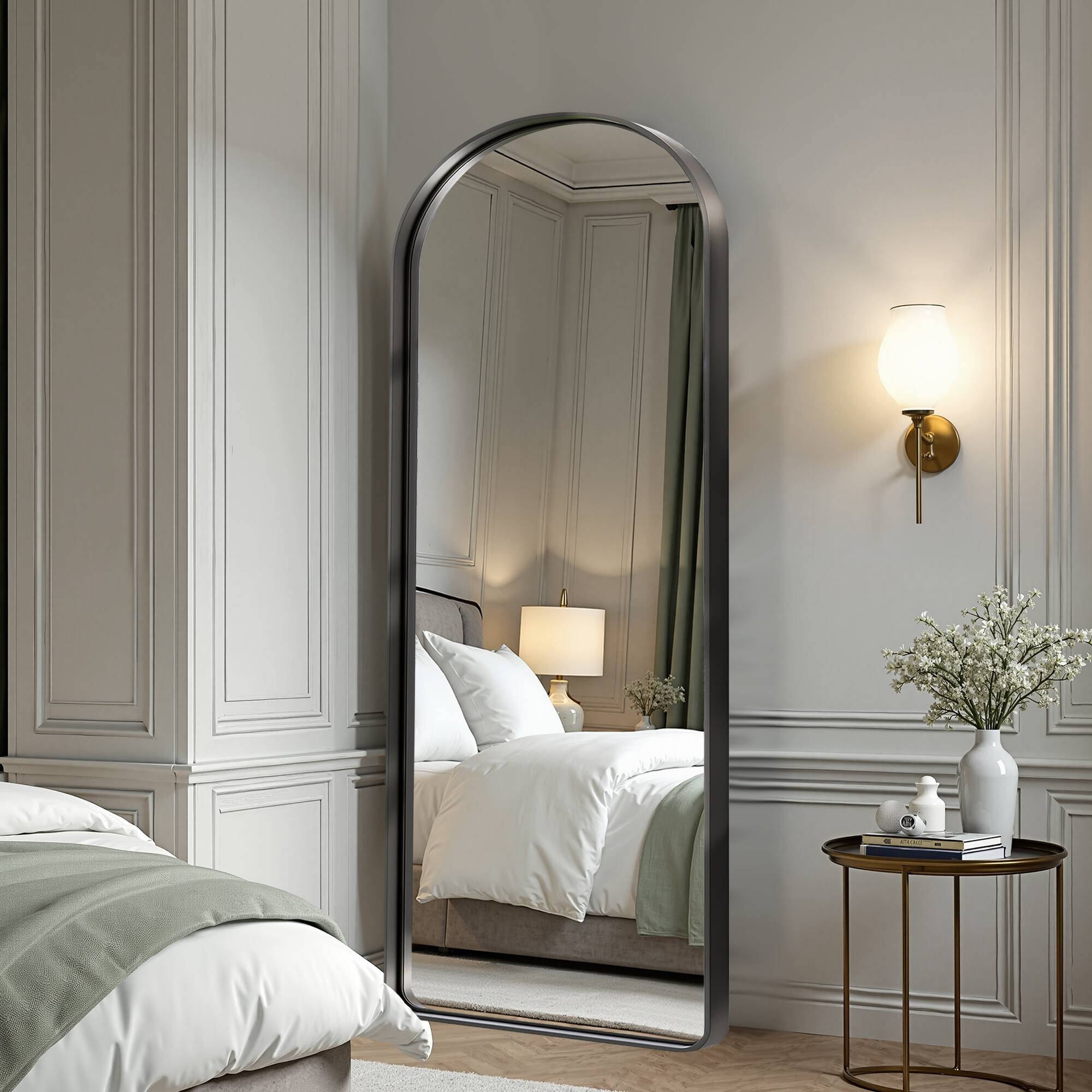 Alt View 3. PexFix - 71"x32" Full Length Mirror Wall-Mounted Mirror with Aluminum Alloy Frame Rounded Corner Full Body Mirror - Black.