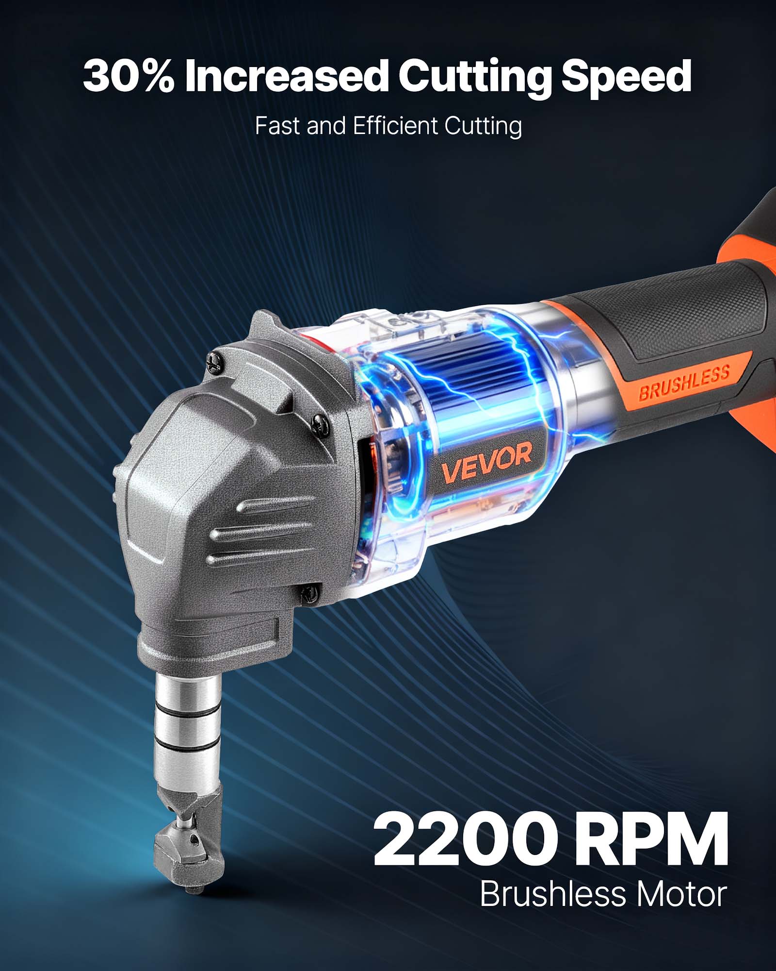 30% Increased Cutting Speed  
Fast and Efficient Cutting  

VEVOR BRUSHLESS 2200 RPM Brushless Motor