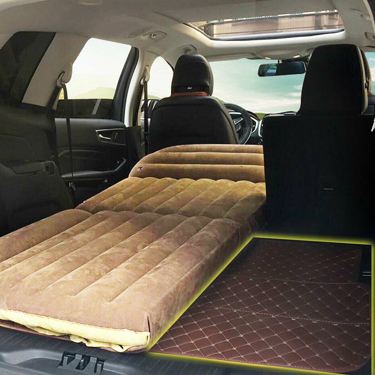 Alt View 3. Costway - Costway Inflatable SUV Air Backseat Mattress Flocking Travel Pad w/Pump Camping Travel - Camel.