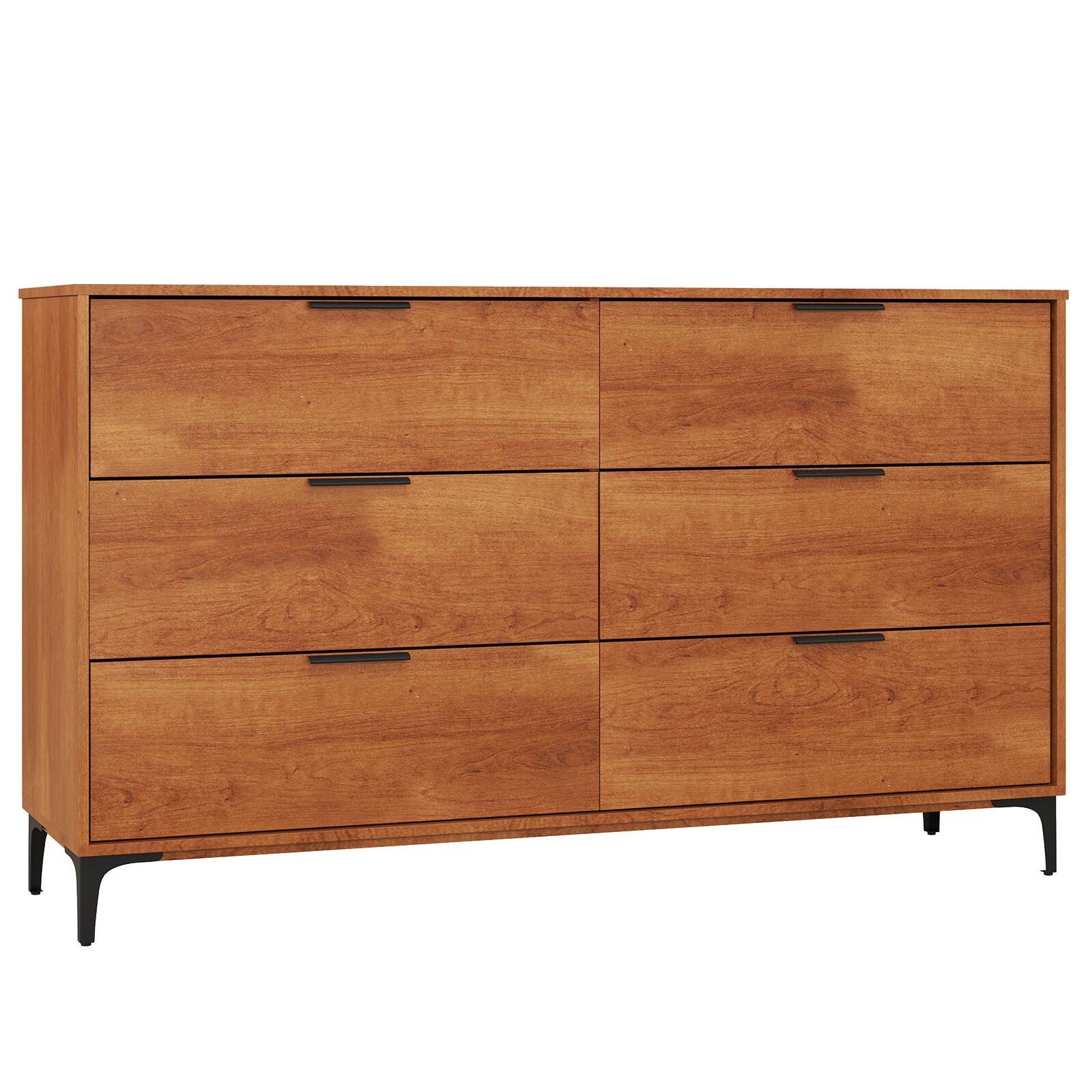 Alt View 9. Gymax - Gymax 6-Drawer Double Dresser w/ Interlock System Metal Support Legs Anti-tipping Kit - Cherry.