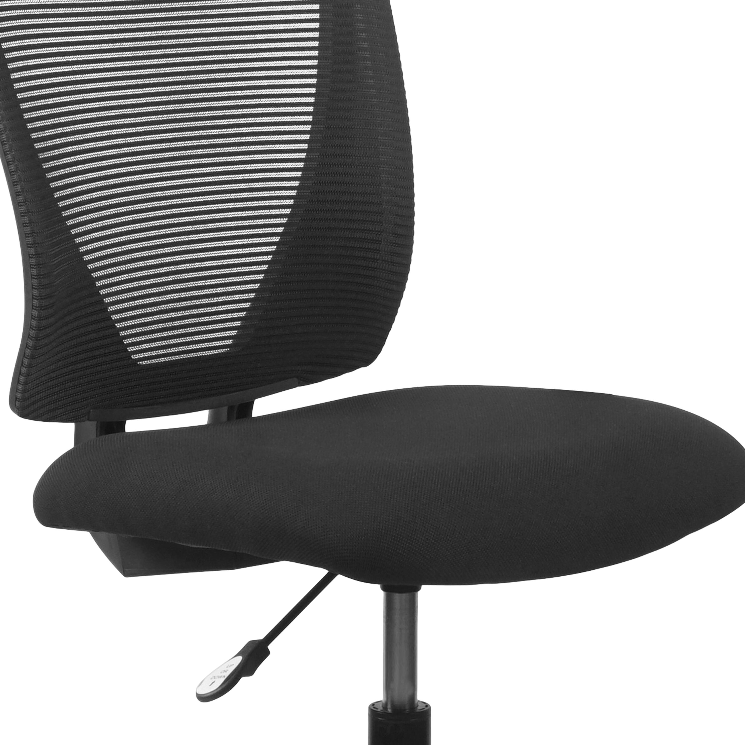 Alt View 9. Emma + Oliver - Ergonomic Mid-Back Mesh Drafting Chair with Fabric Seat and Adjustable Foot Ring - Black.