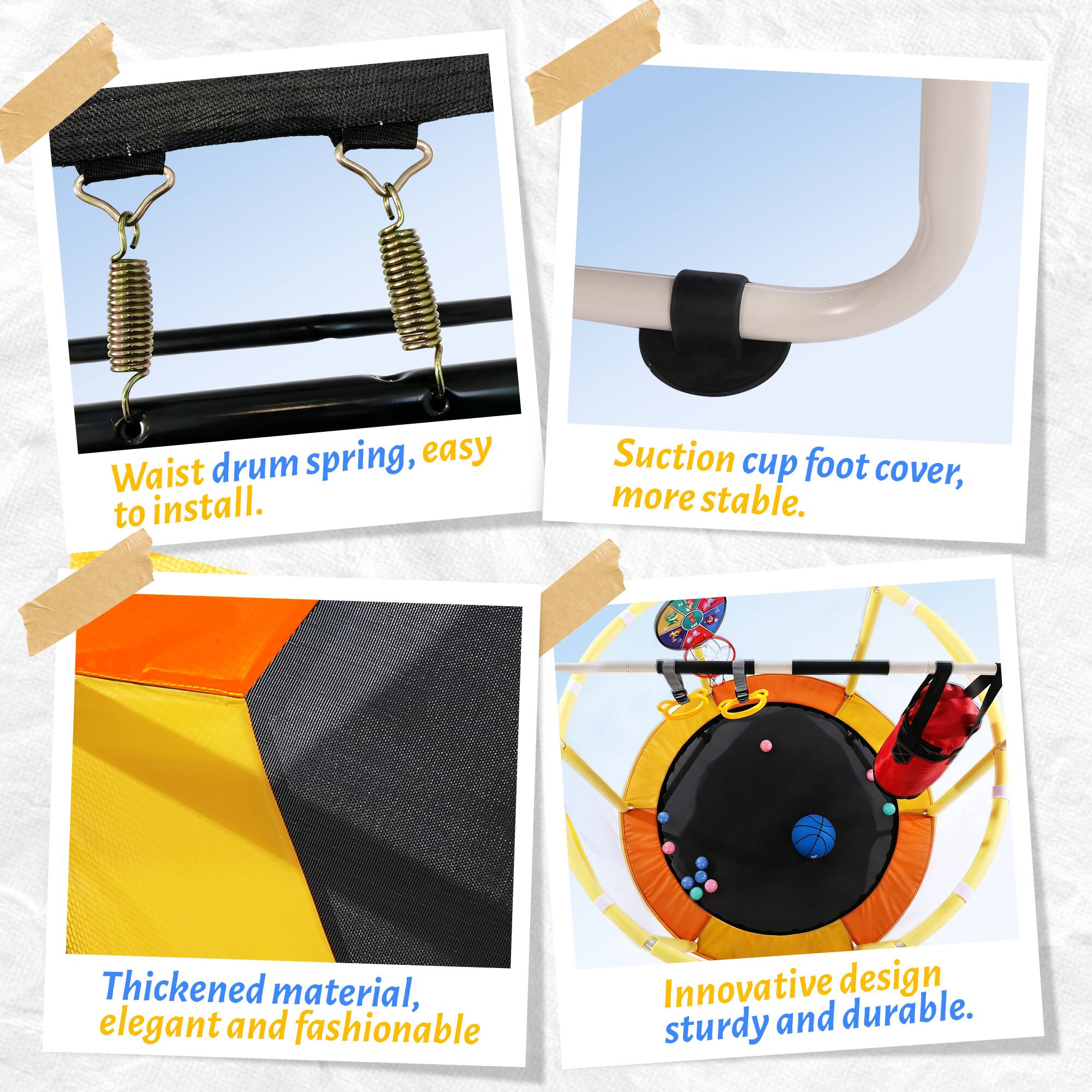 - Waist drum spring, easy to install.
- Suction cup foot cover, more stable.
- Thickened material, elegant and fashionable.
- Innovative design, sturdy and durable.