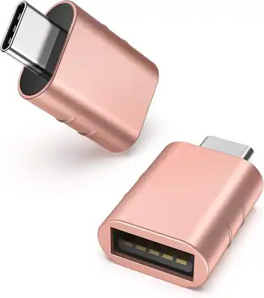 Front. Syntech - USB C to USB Adapter Pack of 2 USB C Male to USB 3.0 Female Adapter Compatible with Type C Devices, Rose Gold - Pink.