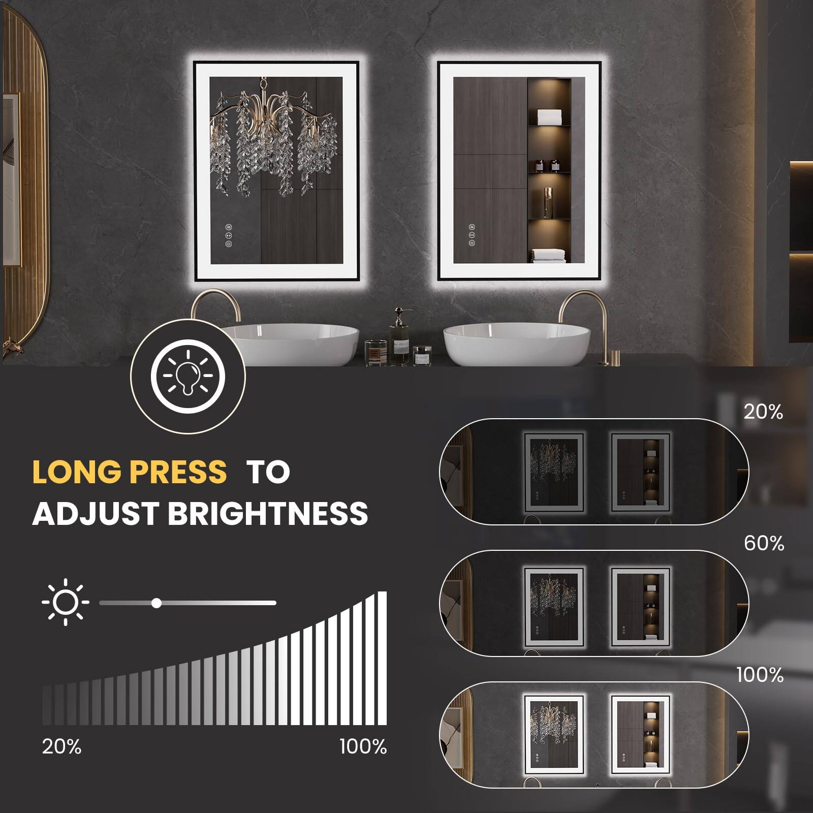 LONG PRESS TO ADJUST BRIGHTNESS

20% 60% 100%