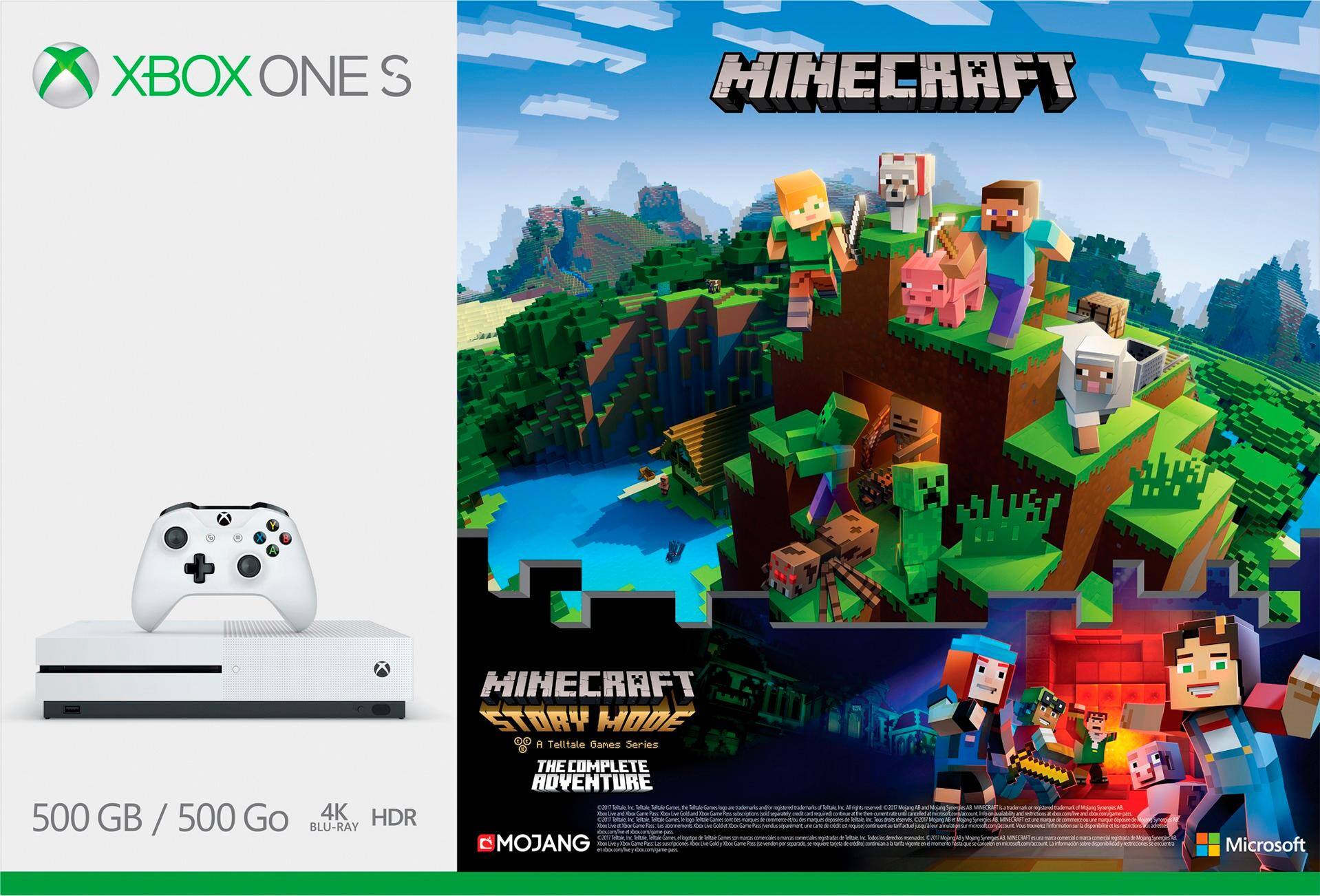 Xbox One S 500GB Minecraft Favorites Bundle with Controllers & Charging Dock