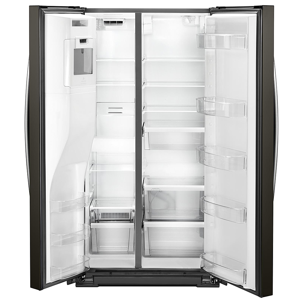 Angle View: Whirlpool - 20.6 Cu. Ft. Side-by-Side Counter-Depth Refrigerator - Black Stainless Steel