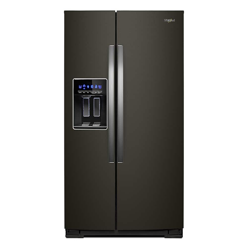 Whirlpool - 21 Cu. Ft. Side-by-Side Counter-Depth Refrigerator - Black Stainless Steel - Front_Zoom
