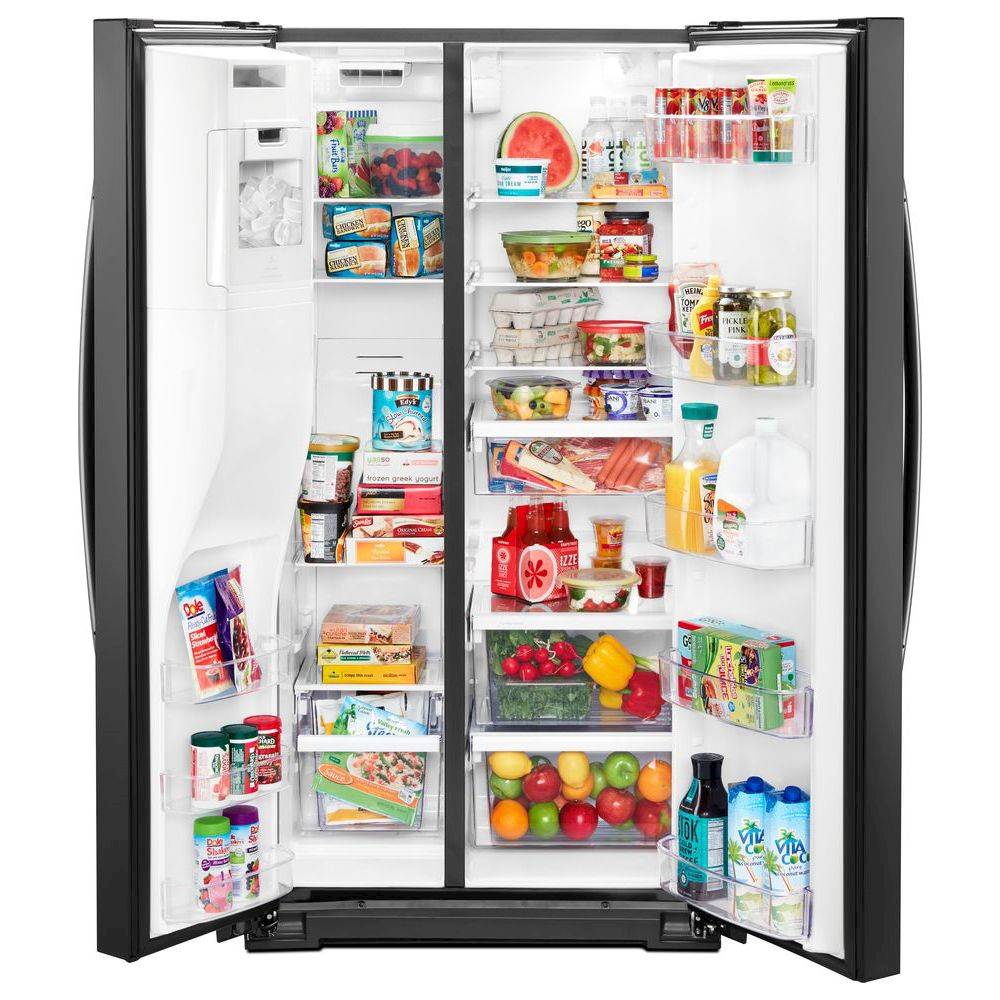 Left View: Whirlpool - 20.6 Cu. Ft. Side-by-Side Counter-Depth Refrigerator - Black Stainless Steel