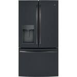 GE - 27.8 Cu. Ft. French Door Refrigerator - Black Slate - Front_Standard