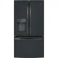 GE - 27.7 Cu. Ft. French Door Refrigerator with External Ice & Water Dispenser - Black Slate - Front_Zoom