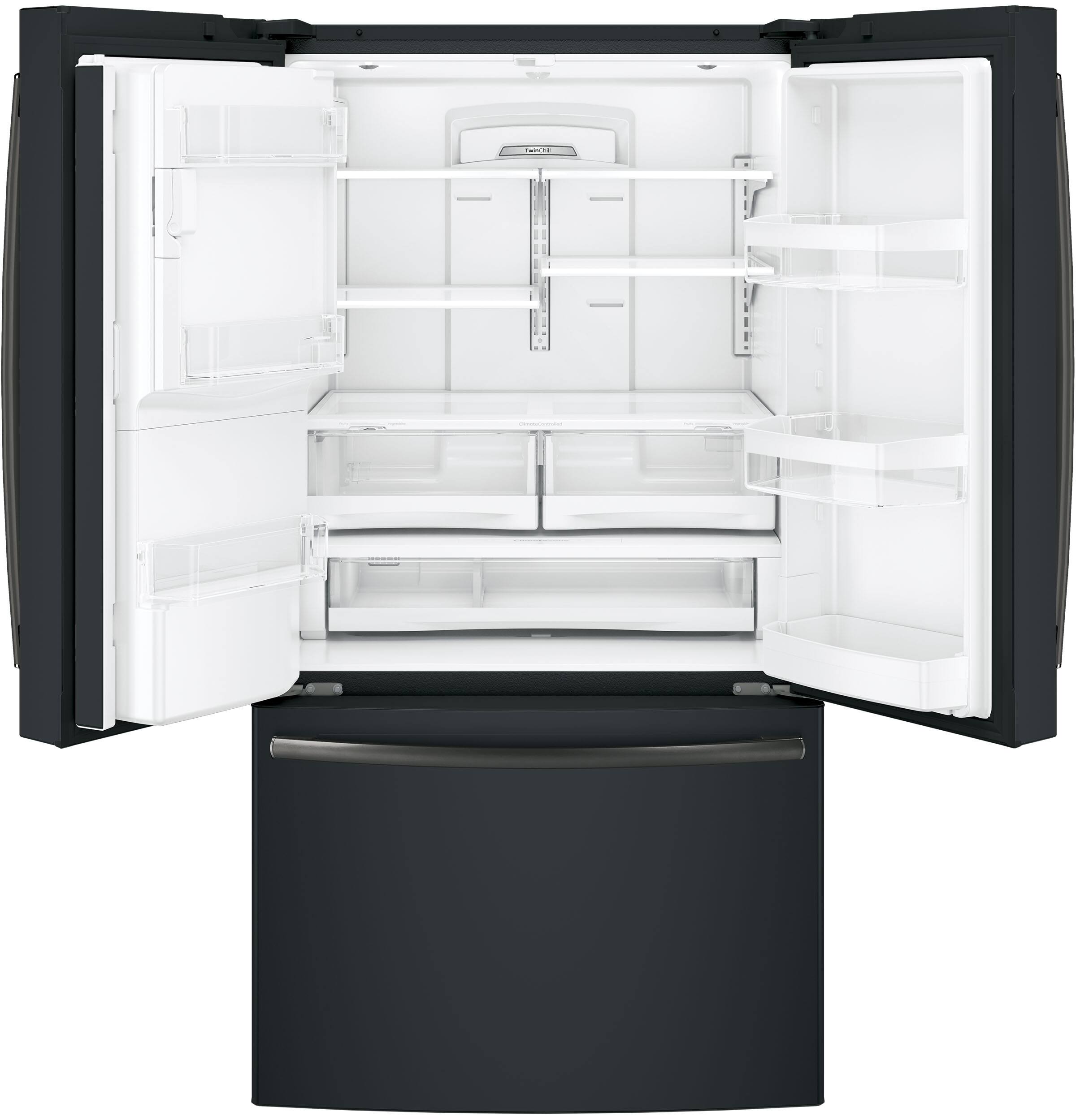 Alt View 12. GE - 27.7 Cu. Ft. French Door Refrigerator - Fingerprint resistant black slate.