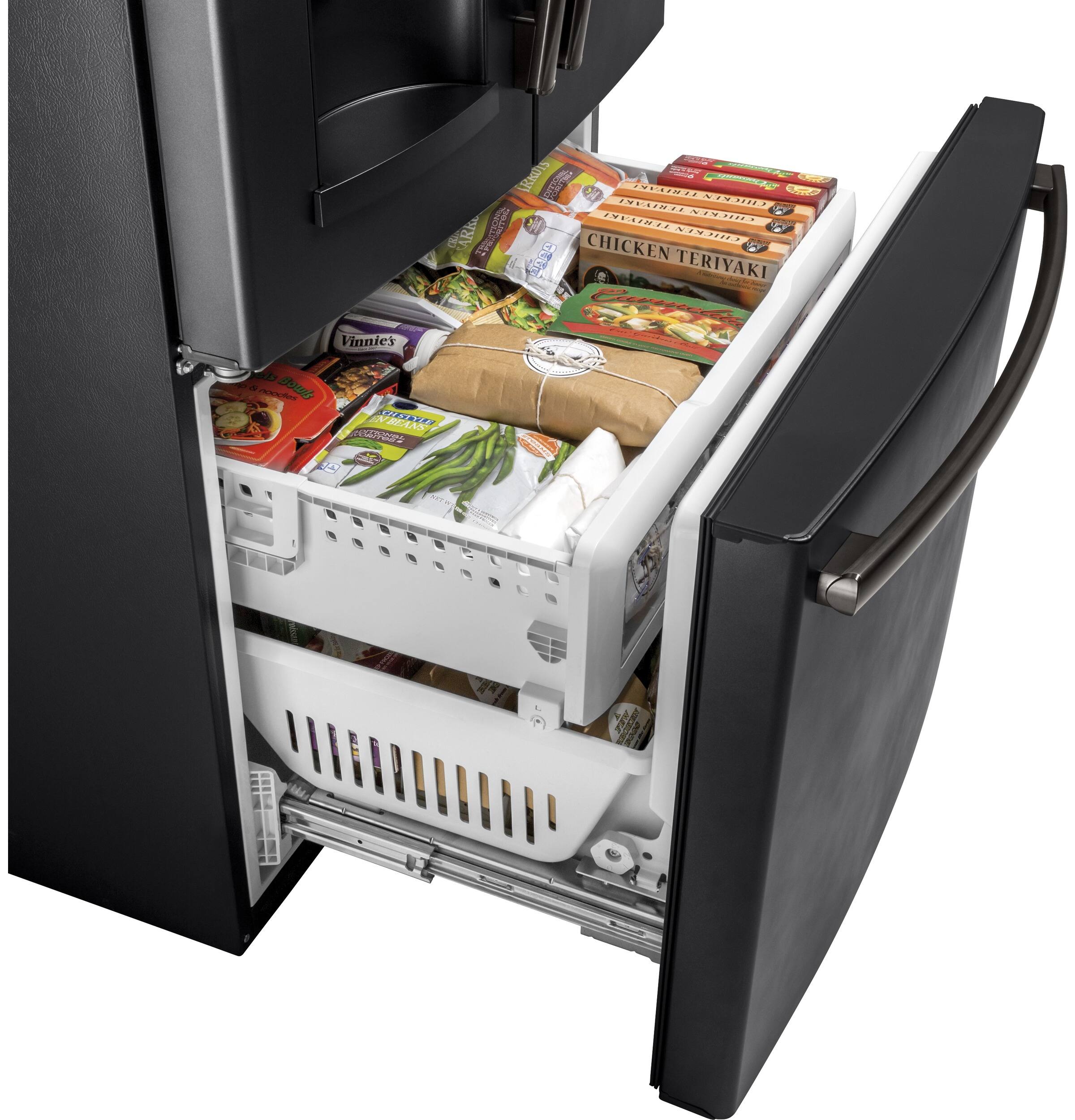 Alt View 15. GE - 27.7 Cu. Ft. French Door Refrigerator - Fingerprint resistant black slate.