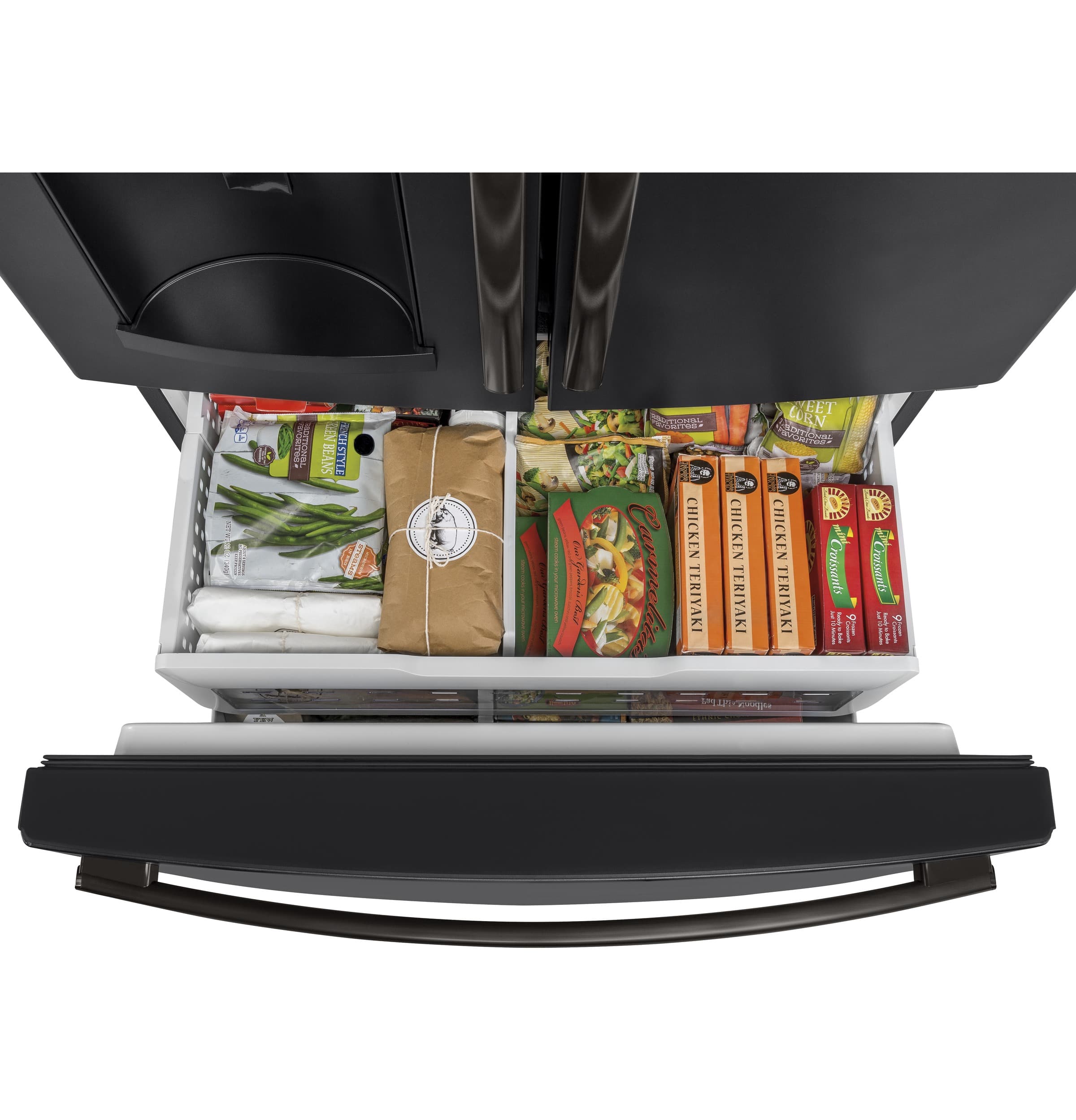 Alt View 16. GE - 27.7 Cu. Ft. French Door Refrigerator - Fingerprint resistant black slate.