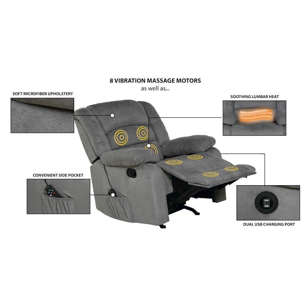 Relaxzen massage rocker recliner best sale with heat and usb