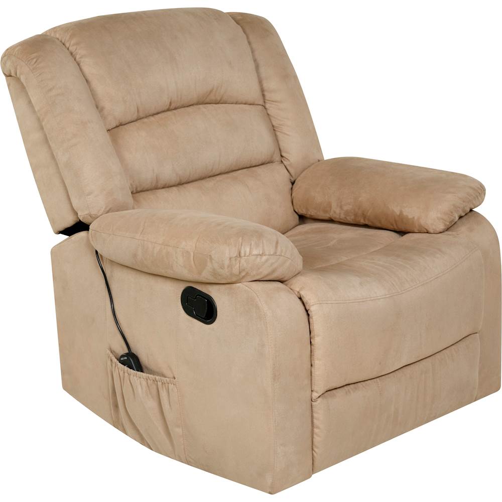 Angle View: Relaxzen - Rocker Recliner with Massage, Heat and Dual USB - Beige