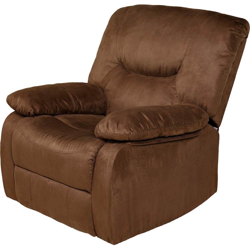 Left View: Relaxzen - Rocker Recliner Chair - Brown