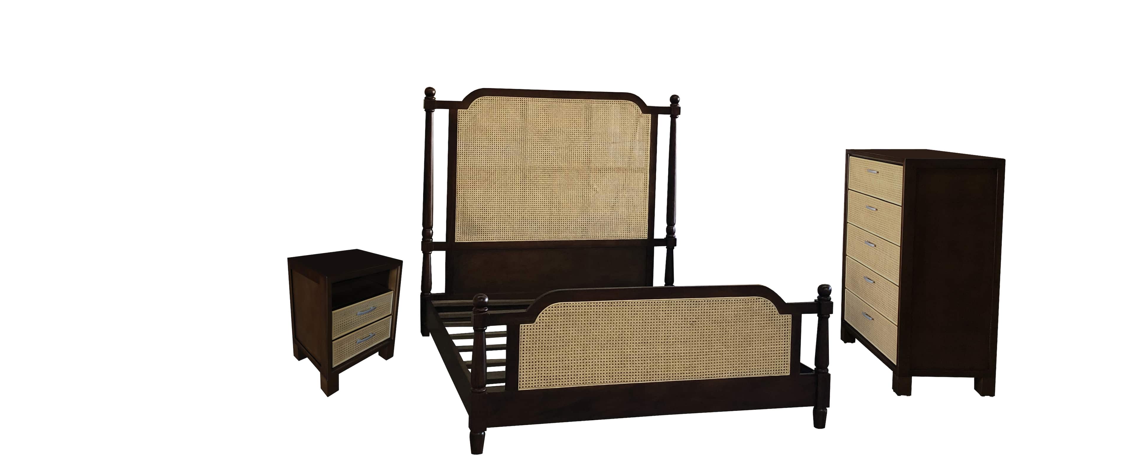 Dart - Standard Elegant Can Queen Bedroom Set w/ Chest - Dark Brown