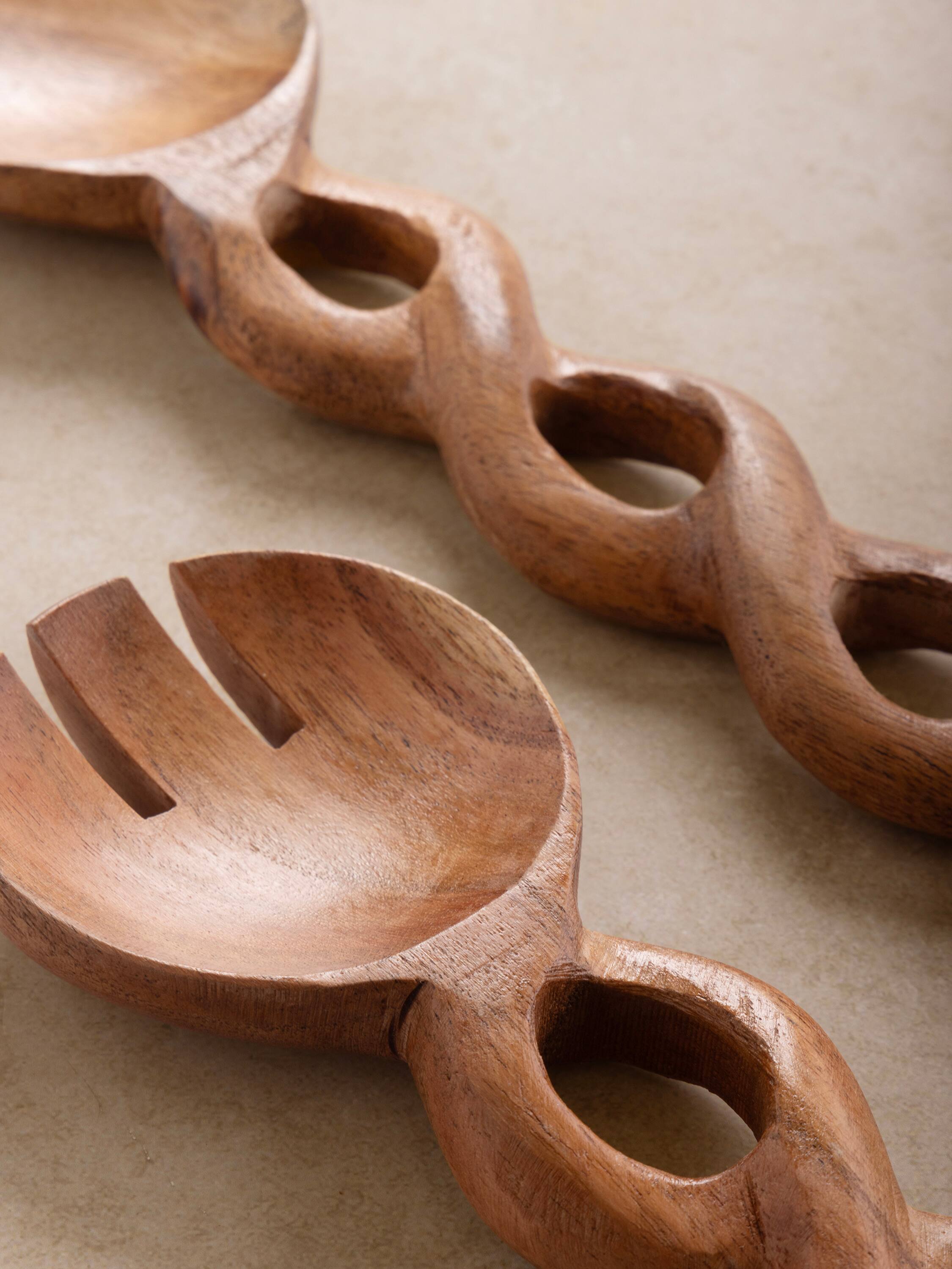 Left. GAURI KOHLI - Valencia Salad Servers - Shades of brown.
