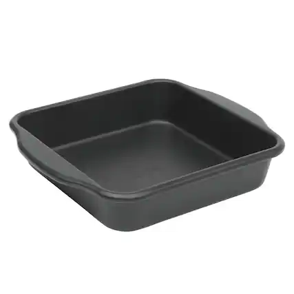 Front. Oster - Oster Teston Platinum Collection 8 Inch Nonstick Carbon Steel Square Cake Pan in Matte Black - Matte Black.