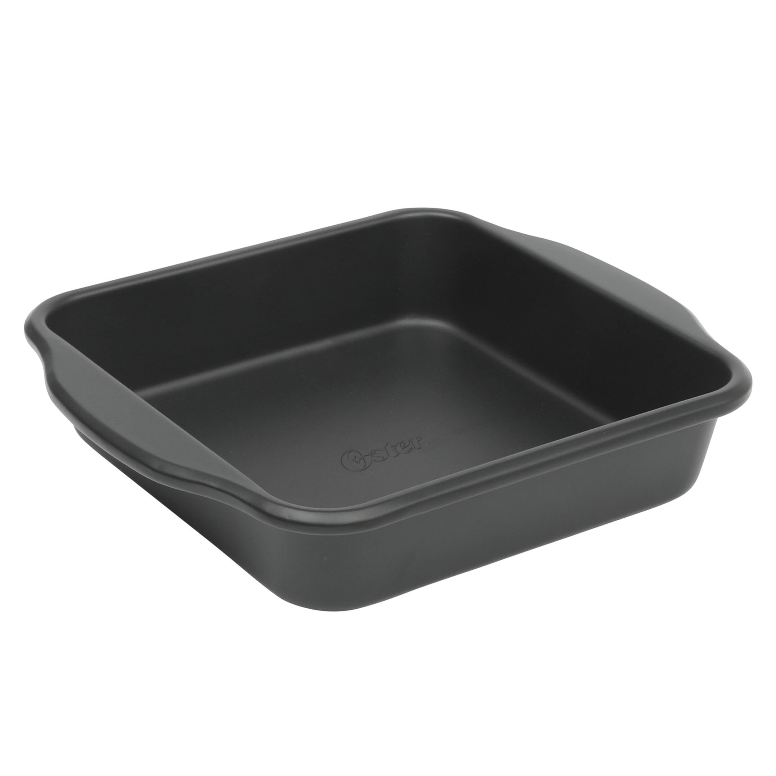 Front. Oster - Oster Teston Platinum Collection 8 Inch Nonstick Carbon Steel Square Cake Pan in Matte Black - Matte Black.