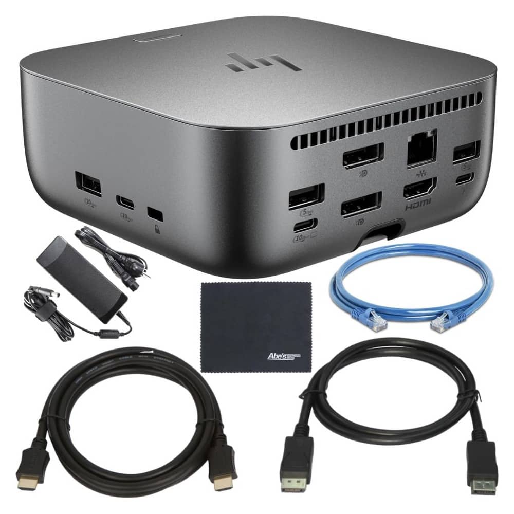 HP - Thunderbolt 4 Ultra 280W G6 Dock with DisplayPort HDMI Ethernet Cables and Cleaning Cloth