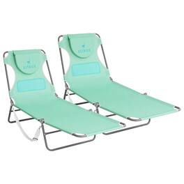Ostrich - Chaise Lounge Folding Sunbathing Poolside Beach Chair, (2 Pack) - Teal