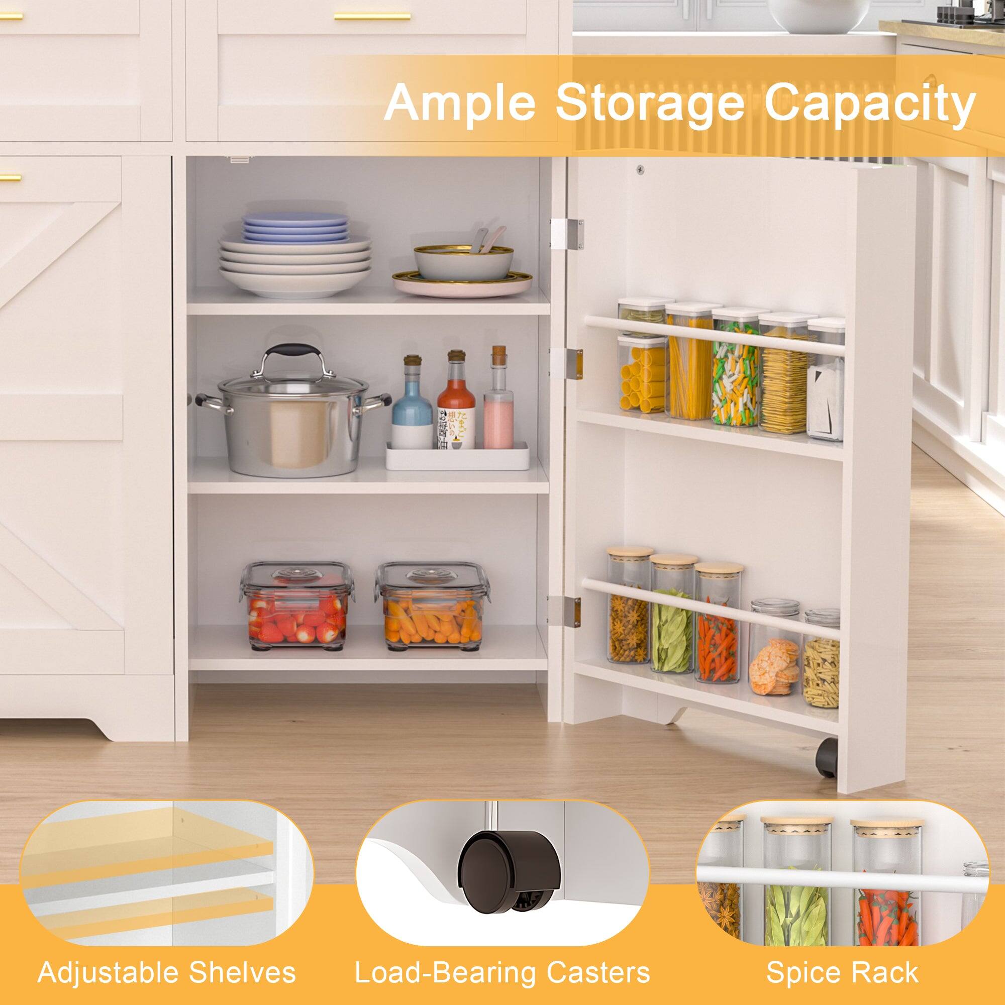 Ample Storage Capacity

Adjustable Shelves

Load-Bearing Casters

Spice Rack