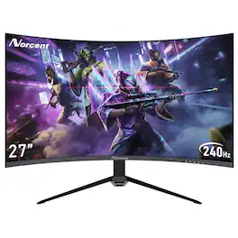 Norcent - 27-Inch FHD VA Gaming Curved Monitor with Rainbow Lights - Black