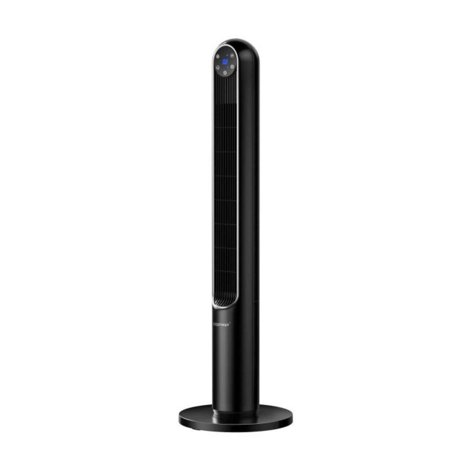 Alt View 6. LUCKY ONE - 42 Inch Freestanding Bladeless Tower Fan with Remote, 80° Oscillation & 12H Timer - Black.