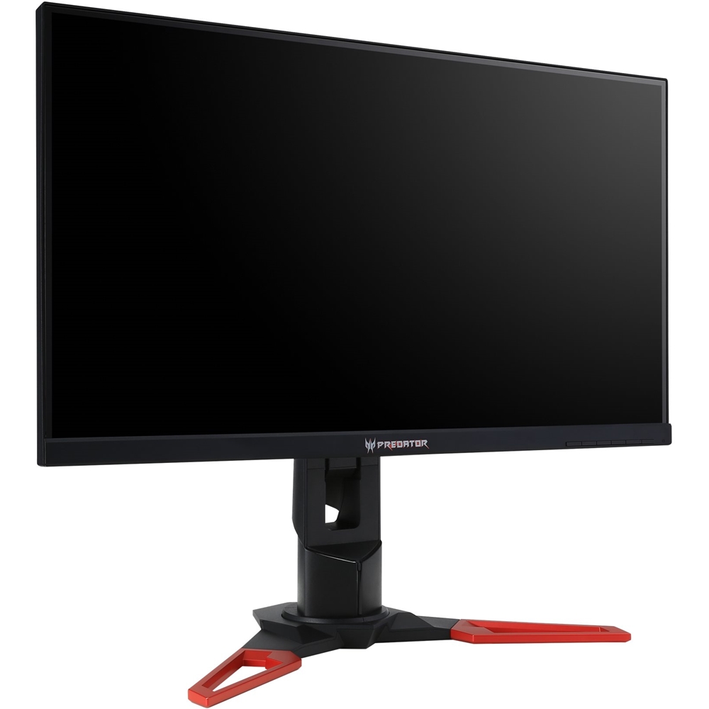 Left View: Acer - Refurbished Predator XB271HU 27" LED QHD GSync Monitor - Black with red accents