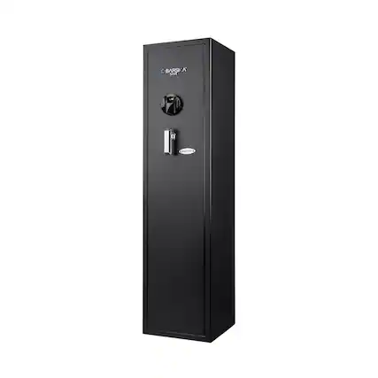 Front. Barska - Quick and Easy Dual Access Biometric Rifle Safe-11-Position Long Gun Cabinet with Fingerprint Scanner, Digital Keypad - Black.