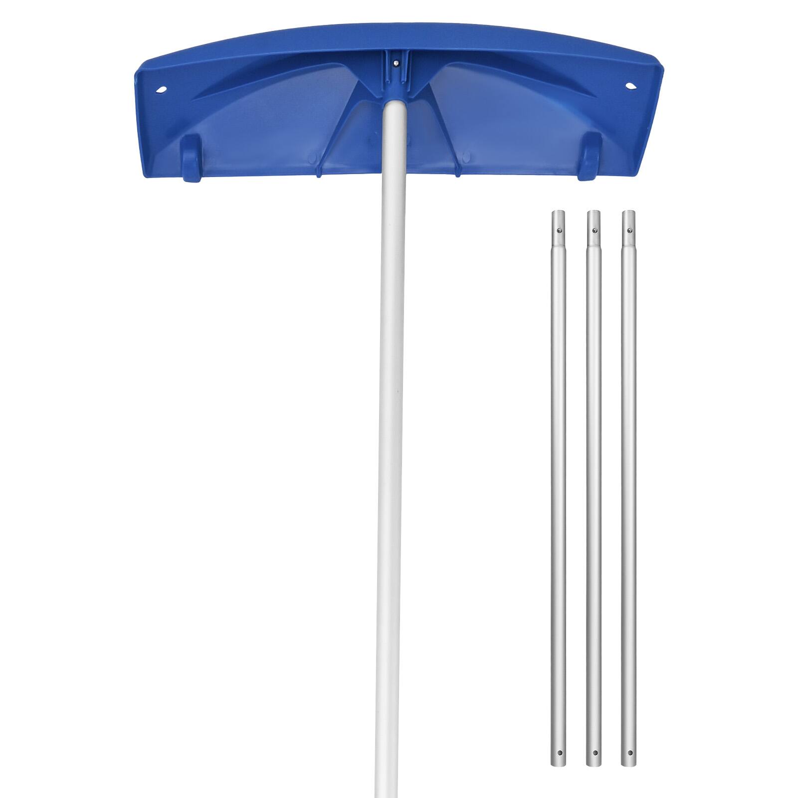 Front. VEVOR - Adjustable Snow Roof Rake, 24-inch PP Blade, 3.8-18.2 ft Extendable Snow Scraper with Wheels, Anti-Slip Handle - Silver + Blue.