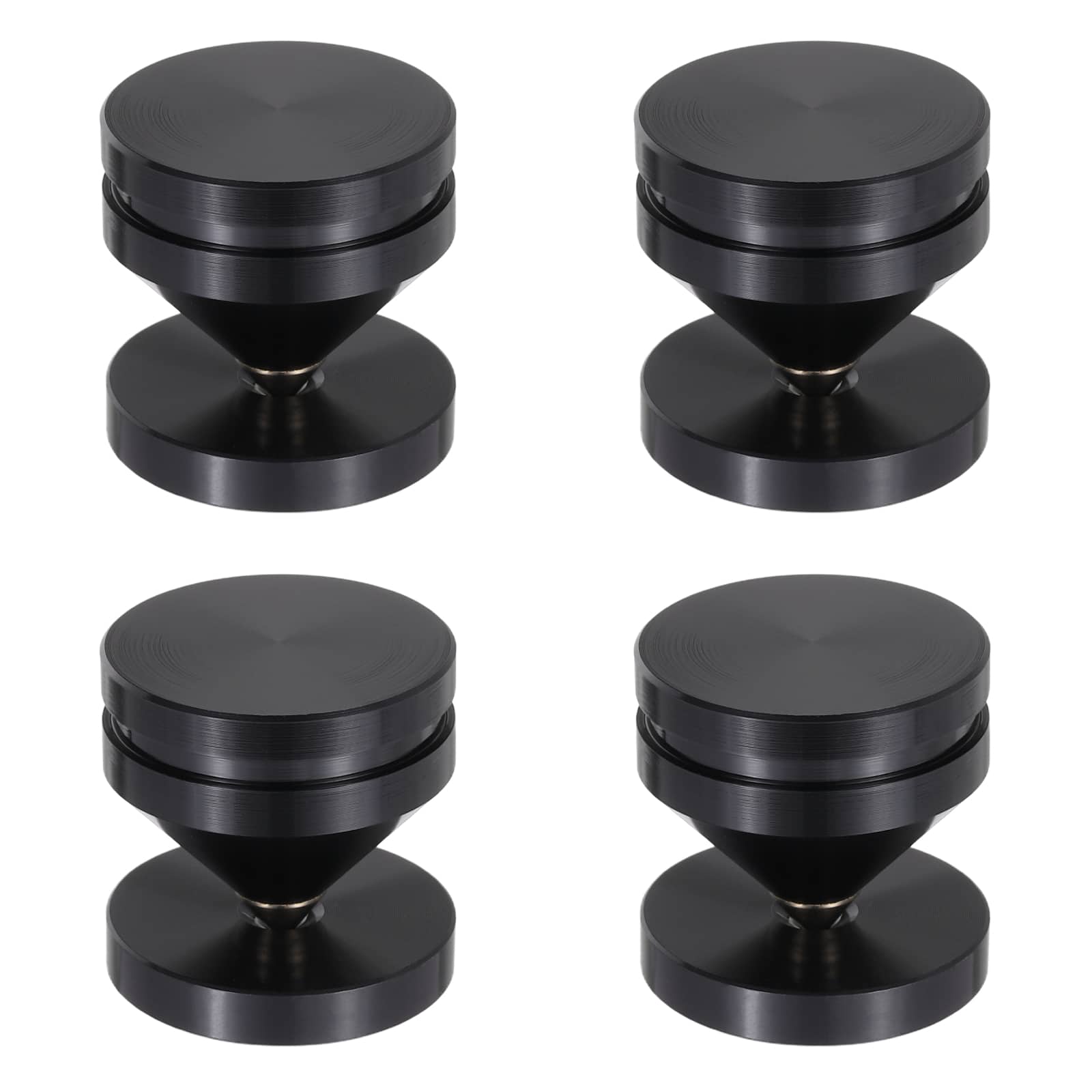 Unique Bargains - 4pcs Speaker Spike Kit Shockproof Adjustable Aluminum Alloy Spike Isolation with Pads Mat for Subwoofer - Black