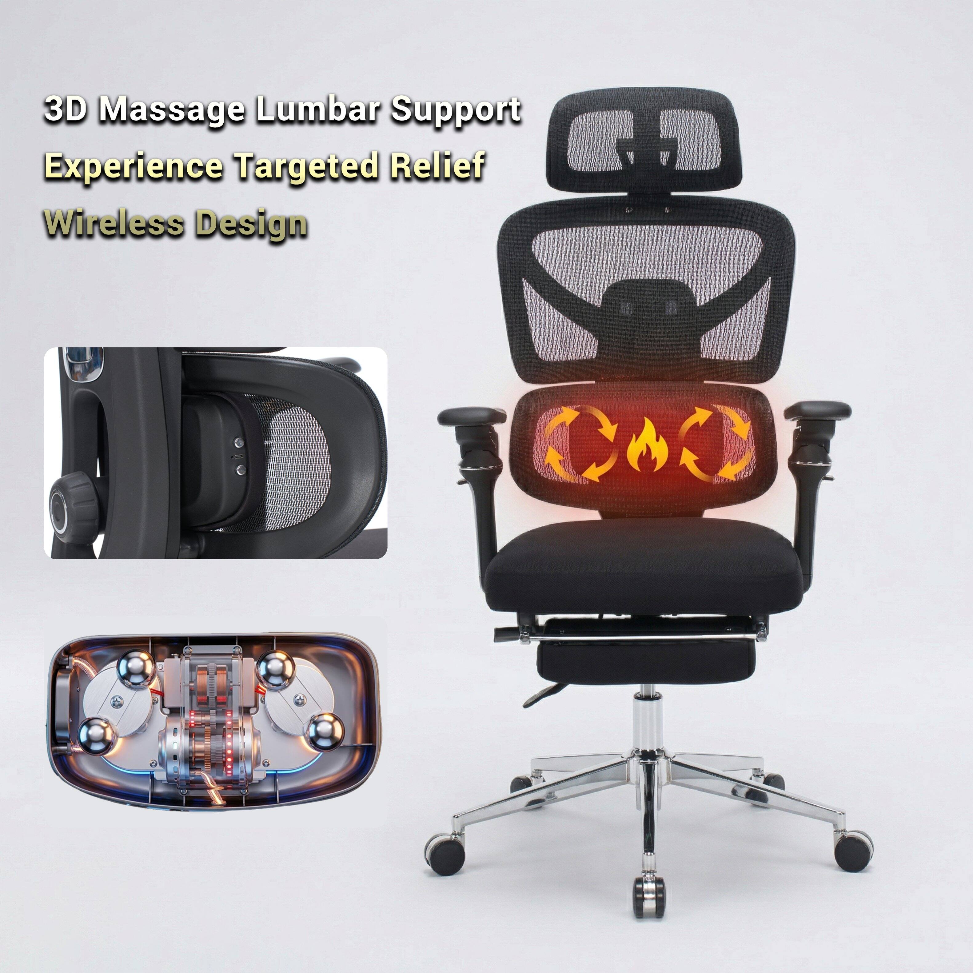 3D Massage Lumbar Support  
Experience Targeted Relief  
Wireless Design