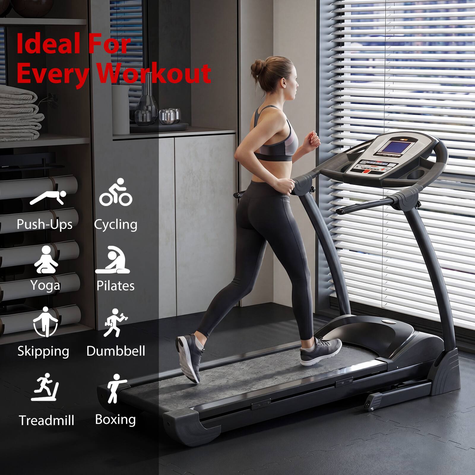 Ideal For Every Workout

- Push-Ups
- Cycling
- Yoga
- Pilates
- Skipping
- Dumbbell
- Treadmill
- Boxing