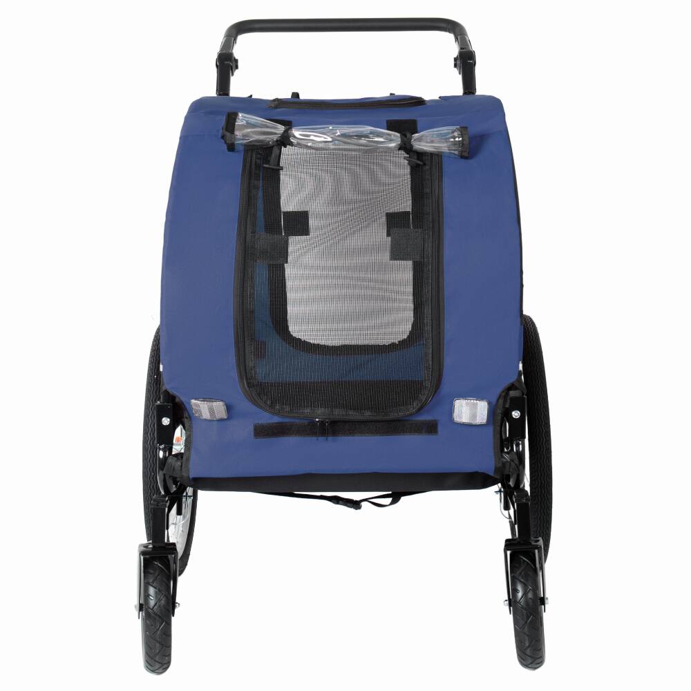 Alt View 2. JUJABU - 2-in-1 Foldable Pet Carrier Cart for Dogs up to 100lbs with Breathable Mesh and PVC Rain Cover, Dark Blue.