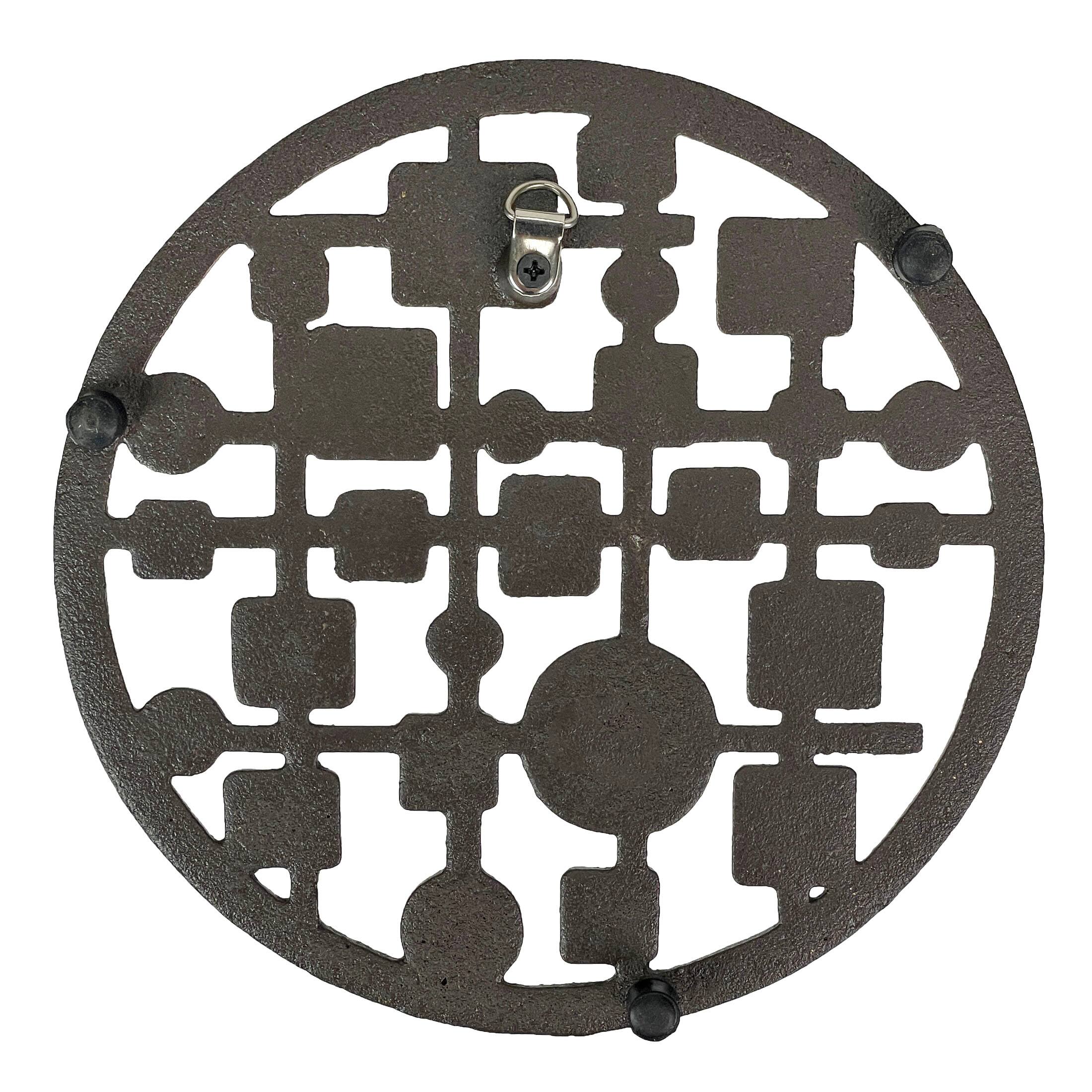 Alt View 8. Zeckos - Cast Iron Circles & Squares Trivet – Bronze, 8" Mid Century Modern Accent - Bronze.