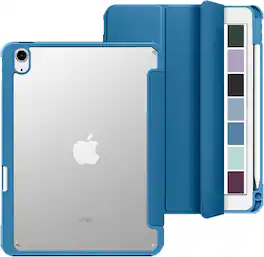 DuraSafe Cases - iPad Air 11" M3/M2 & Air 10.9" 5th/4th Gen Pencil-Holder TPU Case with Magnetic Viewing Stand A2316 A2324 A2325 A2072 - Blue