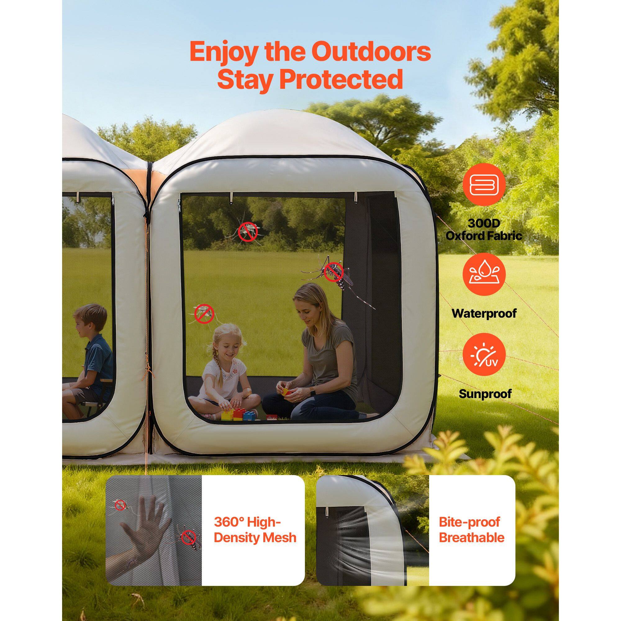Enjoy the Outdoors Stay Protected

- 300D Oxford Fabric
- Waterproof
- Sunproof
- 360° High-Density Mesh
- Bite-proof
- Breathable
