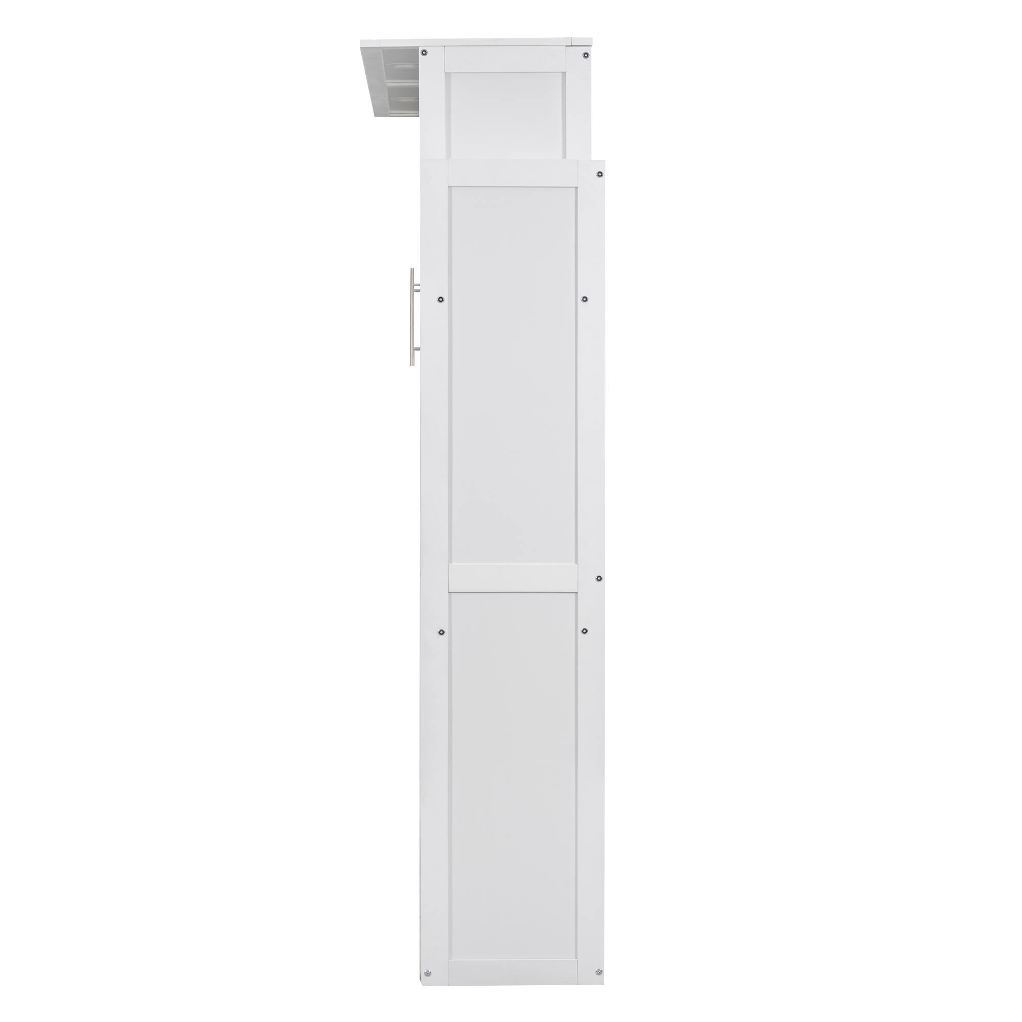 Alt View 6. Tiramisubest - Full Size White Murphy Bed with Shelves & LED Lights, Solid Wood+MDF, Space-Saving - White.