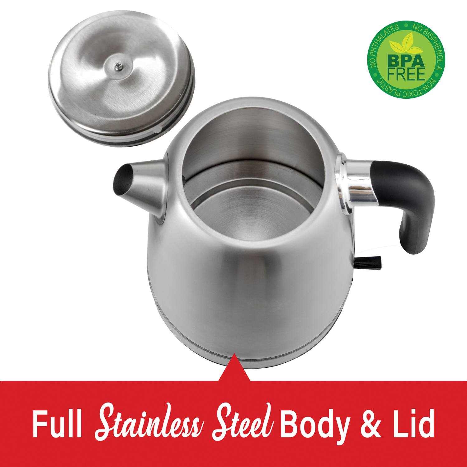 Full Stainless Steel Body & Lid
NO PHthalates
NO BISPHENOL-A
BPA FREE
NON-TOXIC