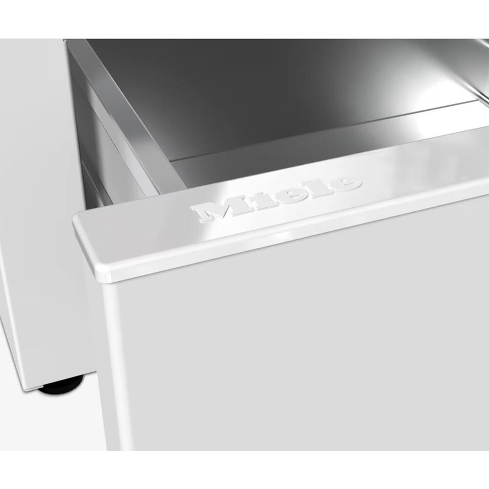 Left. Miele - WTS  610 Laundry Pedestal with Drawer - Lotus White.