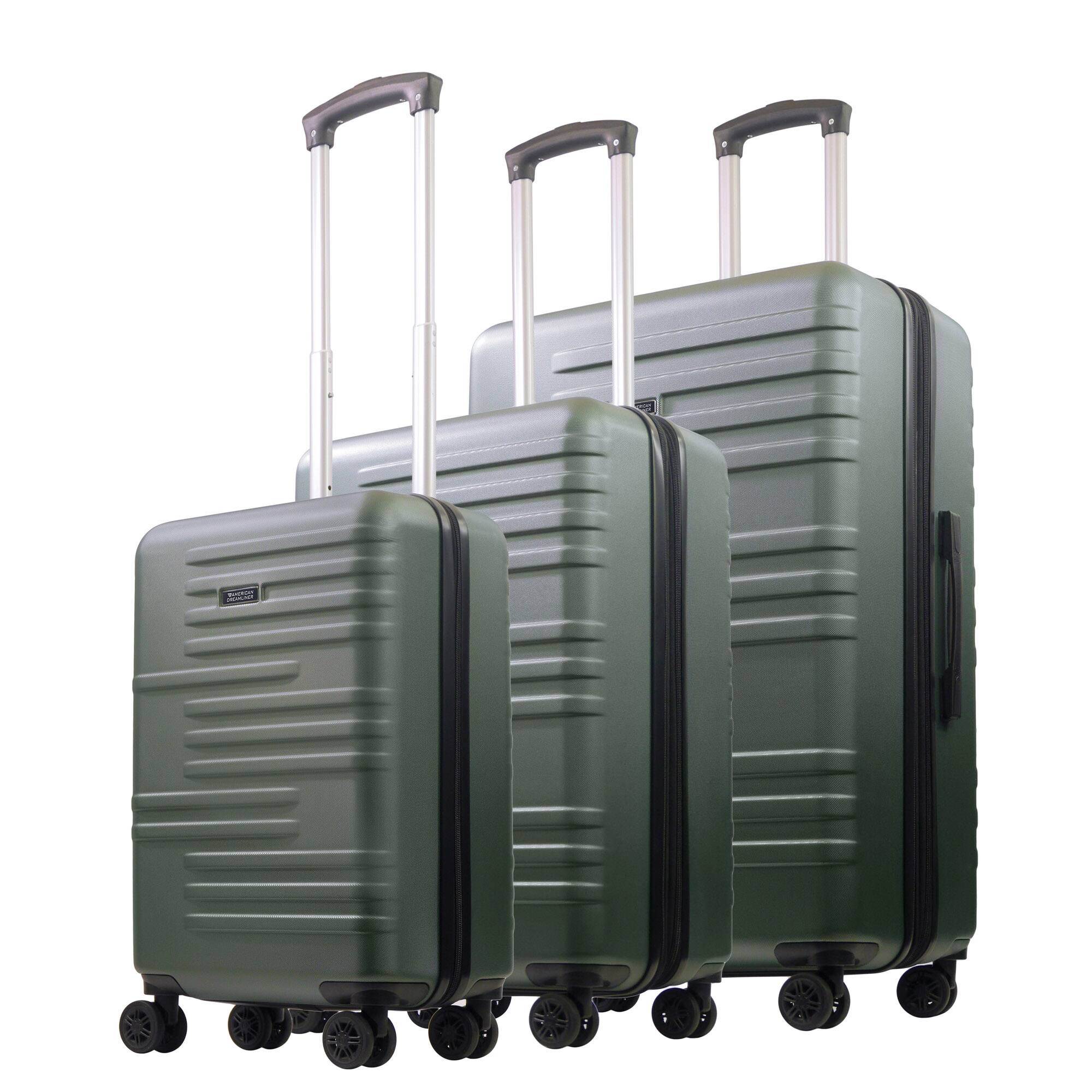 Angle. American Dreamliner - 3-Piece Hardside Luggage Set – 22.5", 26.5", 30" - GREEN.