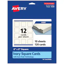 Avery - Printable Business Cards, 2" x 2", Ivory, 120ct - White