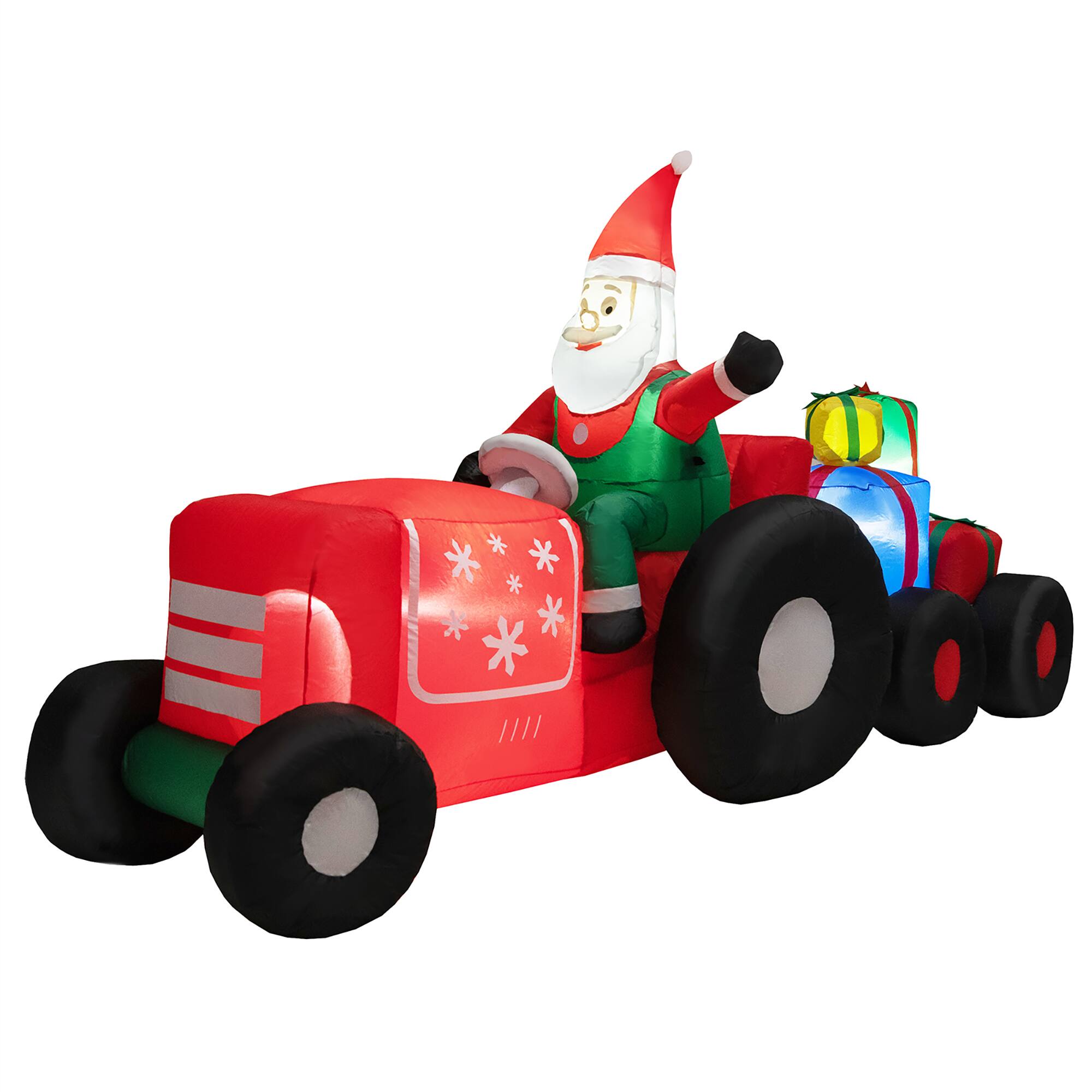 Alt View 9. Gymax - Gymax 9FT Long Inflatable Christmas Decor Santa Claus Driving Truck w/ LED Lights - Red,Black.