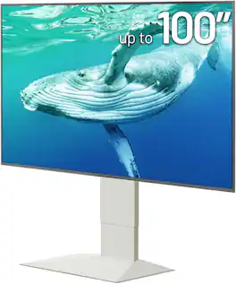 WALL - V4 – Sleek Shallow Floor TV Stand for Extra Large 50-100 Inch, for Living Room and Bedroom, Japan-Engineered Design - Satin White