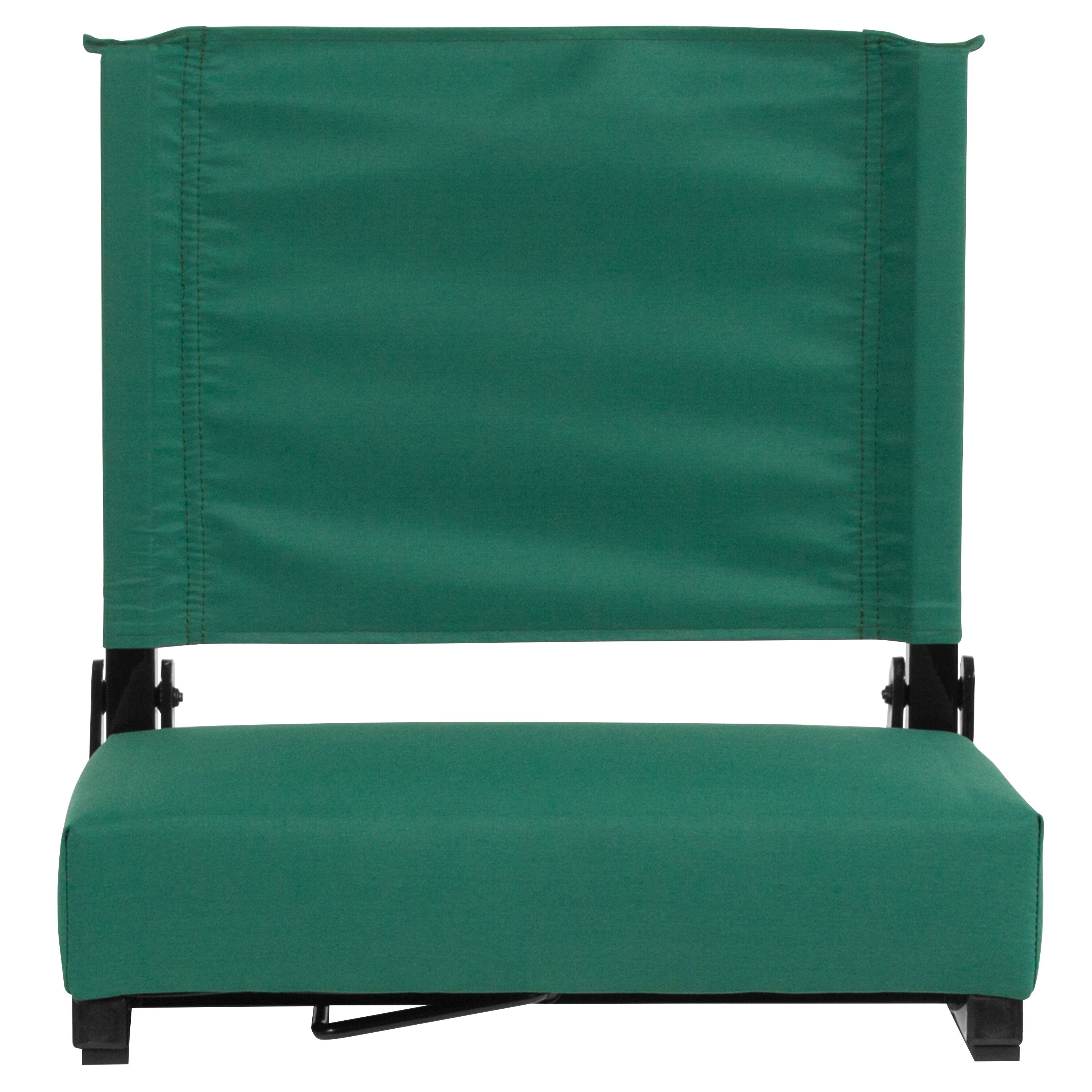 Alt View 8. Emma + Oliver - Set of 2 500 lb. Rated Lightweight Stadium Chair with Ultra-Padded Seat - Hunter Green.