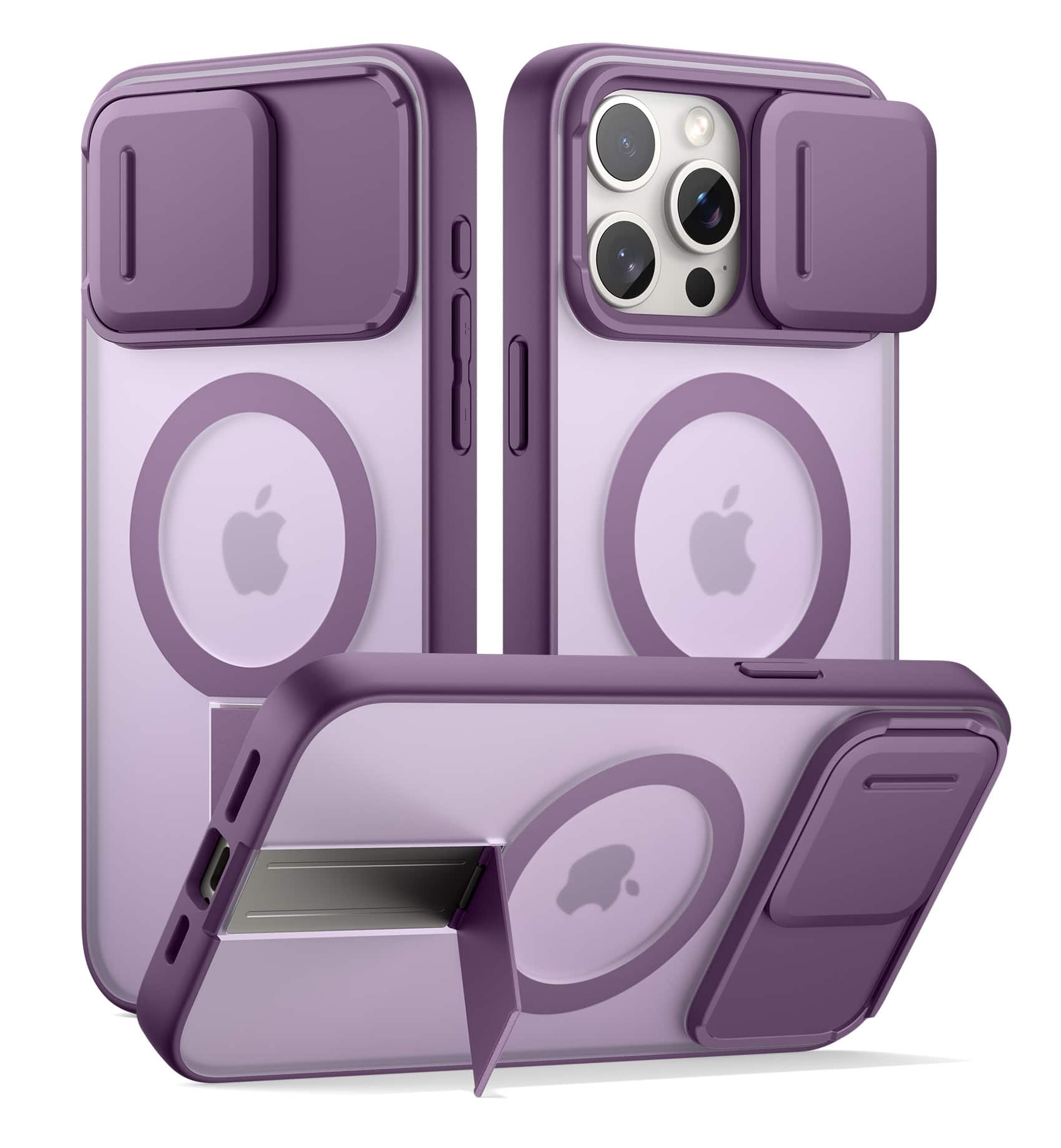 SURITCH - Rugged Case for iPhone 15 Pro, Compatible with MagSafe, Built-in Kickstand & Camera Cover & Translucent Back 6.1 inch - Mulberry Purple price history on PriceWatchPro
